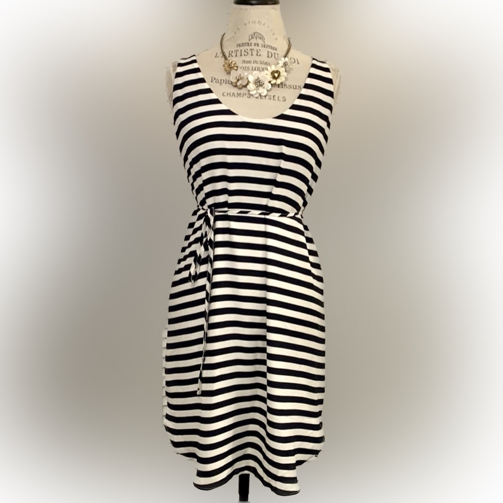 Navy and white striped lightweight dress